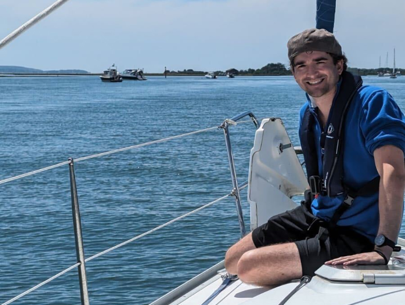 Dinghy sailing action